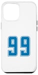 Coque pour iPhone 12 Pro Max Bleu Numéro 99 Équipe Junior Sports Uniforme Numéroté