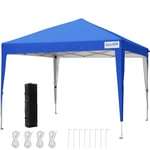 Quictent Pop Up Gazebo 3 x 3m with Bag, Folding Gazebo Waterproof Event Shelter, 50+UV Protection Canopy Garden Tent for Parties, Camping, Festivals and Flea Markets - Royal blue