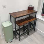 Breakfast Bar Table And Stools Kitchen Pub Dining Room Industrial Furniture Set