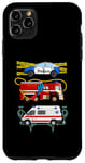 Coque pour iPhone 11 Pro Max Voiture de police camion de pompiers ambulance premiers intervenants