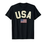 USA Gold Glitter Text Centre Flag T-Shirt