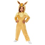 amscan 9918514 - Unisex Kids Official Pokémon Eevee Hooded Jumpsuit Fancy Dress Costume Age: 8-10 Yrs