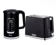 GEEPAS 1.7L Digital Electric Kettle & 2 Slice Bread Toaster Combo Set Black