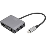 DA-70827 DisplayPort / rvb / usb-c® Adaptateur [1x usb-c® - 2x DisplayPort femelle, vga femelle] noir blindé, r - Digitus