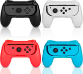 Poignées Pour Nintendo Switch,Kit De Manettes De Contrôleur Ergonomique Compatible Avec Joy Con Et Modèle Switch Oled 2021 (Pack De 4)(Rouge-Bleu-Noir-Blanc)