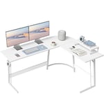 CubiCubi Bureau Gaming Angle 150x120cm, Bureau d'angle avec Support d'écran, Bureau Gamer en Forme de L, Table Gaming pour Jouer, Etudier et Travailler, Blanc