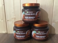 Hair Mask Garnier Ultimate Blends Smoothing 3 X 340ml Coconut Oil Dry Fizzy Hair