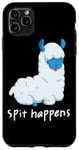 Coque pour iPhone 11 Pro Max Spitting Lama Happens Spit Alpaga amusant Jeu de mots