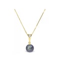 Blue Pearls Womens Black Freshwater Pearl and Diamonds Pendant and Yellow Gold 375/1000 - Multicolour - One Size