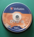 10 Verbatim Logo DVD-R write speed 16x 4.7GB Blank Recordable Discs