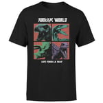 Jurassic Park World Four Colour Faces Men's T-Shirt - Black - 3XL