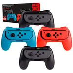 Orzly Grips (Poignées) Compatible avec Nintendo Switch Joy-Cons pour Plus De Confort - Quad Pack (2X Noir 1XRouge 1XBleu) Pour Super Smash Bros Ultimate