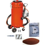 Combiné Sableuse Aérogommeuse Aspirateur mobile 106L intérieur/extérieur + 4 Buses 7mm + Sac 25kg d'Abrasif Garnet 80A+ Mesh