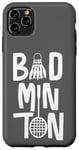 Coque pour iPhone 11 Pro Max Typographie de badminton cool avec volant et raquette de badminton