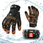 Vgo... 2Paires gants de travail de sécurité hiver,étanches,entrepôt frigorifique ou congélateur, w/3M Thinsulate doublure, anti impact, anti vibration, 20℃/-4°F (GA8954FW,Marron,XL,2Paires)