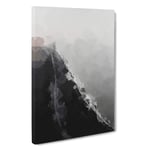 Big Box Art View Sand Beach in Iceland in Abstract, Canvas Print, Wall Art Picture, UV Resistant and Ready to Hang, White Black Grey Black Grey, 36x24 Inch