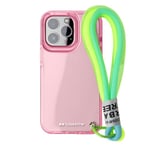 case&me Coque avec Cordon Urban pour iPhone 11 Pro, Cordon Polyvalent Amovible, Coque Transparente colorée, Coque Fashion, Rose