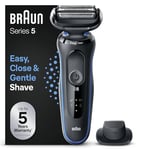 Braun Series 5 Rasoir Électrique pour Homme avec Accesoire Tondeuse De Précision, Technologie Wet & Dry, Rechargeable, Rasoir À Grille Sans Fil, 51-B1200s, Bleu