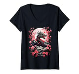 Womens Aesthetic Vintage Dragon Japan Style Asian Japanese Dragon V-Neck T-Shirt