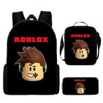 Roblox Ryggsäck Skolväskor Reseryggsäckar 3set - Julklapp Barn - Present Svart-A beige