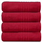 GC GAVENO CAVAILIA Ultra Soft Bath Towels - Egyptian Cotton Bathroom Towel Set - 4 Piece Washable Towels For Spa, Saloon, Red