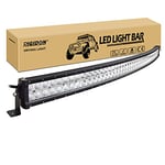 RIGIDON 130 cm 52 pouces 300W incurvée led light barre, 12V 24V barre d'éclairage led, barre lumineuse phare led pour offroad Véhicules Voiture camions SUV 4x4 Bateau, 6000K blanc feu antibrouillard