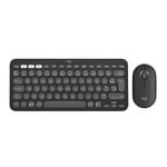 Logitech Pebble Keys 2 K380s Clavier sans Fil Bluetooth FR AZERTY Pebble Mouse 2 M350s Wireless Bluetooth - Grafite