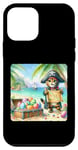 Coque pour iPhone 12 mini Chat pirate avec carte au trésor des œufs de vacances Pâques