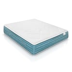 WIN REST Nautilus Matelas en mousse à mémoire de forme et ressorts ensachés, hauteur 26 cm, fermeté moyenne, noyau de 750 ressorts, tissu damassé 400 g, fibre hypoallergénique Super Soft (90 x 190 cm)