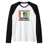 Never Underestimate An Old Man Who Runs Marathons Raglan Baseball Tee