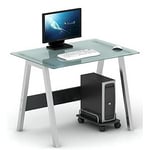 hjh OFFICE 673920 Bureau multimédia, Table Informatique Delphi Argent, Dimensions: 76 x 100 x 70 cm