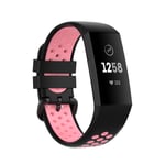 Bi-Color Silikonarmband för Fitbit Charge 4/4 SE/3/3 SE - Svart/Rosa