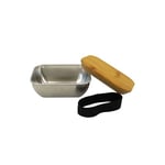 Fackelmann 683333 Lunchbox pour Micro-Ondes en INOX 400ml, Boite Repas pour Le midi, Acier Inoxydable, Couvercle en Bambou, 13x10x5,5cm