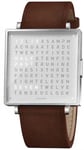 QLOCKTWO Watch W39 Fine Steel Vintage Brown Leather D