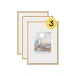 Walther Design Cadre photo doré 40 x 60 cm avec verre d’art 3 pack, cadre en plastique New Lifestyle KVX460G3