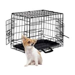 Relaxdays Relaxdays Cage Pour Chien Pliante Boîte Transport Voiture Box Pour Chiot 2 Portes Bac Fond Box Grillage Métal S Noir Pour Chien Taille S