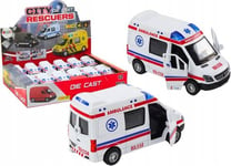 Leantoys Ambulans 1:32 Öppningsbara Dörrar Ljus Ljud Drive Vit