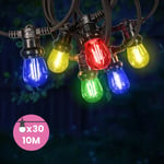 Skylantern - Guirlande Guinguette 10M 30 Bulbes Filament Rouge Bleu Jaune Vert - Guirlande Lumineuse Ampoule E27 Multicolore