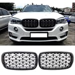 ZMMWDE Calandre Avant ABS Style Diamant Noir Brillant ,pour BMW X5 X6 F15 F16 F85 F86