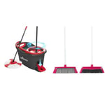 Vileda Turbo Microfibre Mop And Bucket Set, Spin Mop For Cleaning Floors & Kleeneze KL076113EU7 2 in 1 Sweeping Brush – Foam Brush with 130 cm Handle