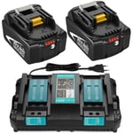 2 Pièces BL1850B Batterie + Chargeur Double DC18RD pour Makita 2 Batteries 18V 5,0Ah BL1850 BL1860B BL1860 BL1815 BL1830 BL1840, Radio DMR100 DMR101