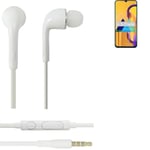 Headphones for Samsung Galaxy M30s headset in ear plug white