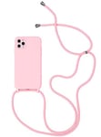 Alihtte Coque pour iPhone 6 Plus avec Cordon de Collier, Coque Souple Silicone TPU Bumper Etui Housse avec Cordon Réglable Lanyard Case pour iPhone 6S Plus Mince Antichoc Collier Cover-Rose