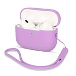 AOTUAO Coque Compatible avec Airpods Pro 2, Housse Étui Protection en Silicone AirPods Pro 2 Case Cover pour AirPods Pro 2ᵉ génération, Étui AirPods Pro 2 2022 avec Silicone Lanyard, Light Purple