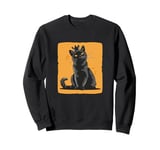 Funny Black Cat with Crown for a Royal Comedy Vibe Sweatshirt