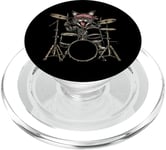 Tambour Rock and Roll Cat Drummer Vintage ROCK Cat PopSockets PopGrip pour MagSafe