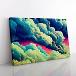 Lush Cloudy Sky Canvas Wall Art Print Ready to Hang, Framed Picture for Living Room Bedroom Home Office Décor, 50x35 cm (20x14 Inch)