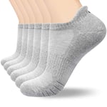 coskefy Sports Socks Cotton Trainer Socks for Men Women Cushioned Ankle Running Socks Athletic Walking Socks (6 Pairs), UK 9-12/ EU 43-46, Light Grey (M03)