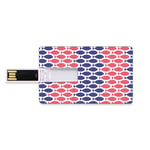 4 GB Clés USB à mémoire flash Poisson Stockage de bâton de mémoire de disque de la clé U de forme de carte de crédit bancaire Thème nautique Design Illustration de poisson sur fond blanc,moutarde fuch