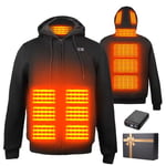 Wodesid Sweat à Capuche Chauffé Veste chauffante Homme Femme avec Batterie Incluse, 12000mAh Rechargeable Zippé Veste Chauffante à Capuche